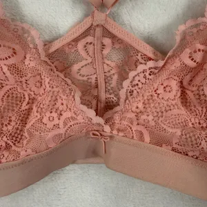 Aerie Pink Lace Bralette Crossover Straps Unlined Soft Cup‎ Bra XL thumbnail 2