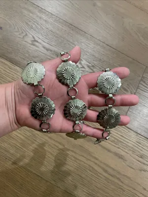 Engraved Concho Chain Belt Silver Tone thumbnail 8