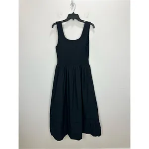J.Crew Drop Waist Mixy Dress Midi Cotton A Line Minimalist Black Small NWT thumbnail 10