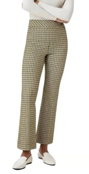 Spanx Houndstooth Kick Flare Yellow and Brown Print Pants Size Small thumbnail 1