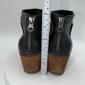 Kork-Ease Chandra Black Leather Stacked Heel Ankle Booties Sz 6M thumbnail 5