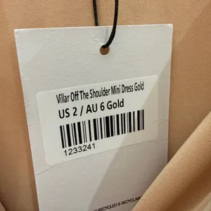 NWT Princess Polly Villar Off The Shoulder‎ Mini Dress Gold Size 2 thumbnail 8