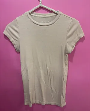 SET ACTIVE Women's Short Sleeve Ribbed Tee in pale pink thumbnail 1