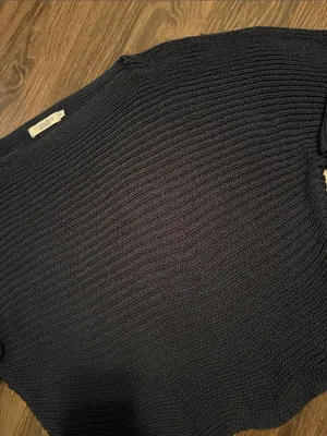Luisa Ricci Boxy Knit Navy Short-Sleeve Crewneck Sweater size small thumbnail 3