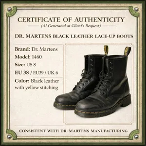 Dr. Martens 8-Eye Black Leather Lace-Up Combat Boots UK 6 US Women 8 thumbnail 3