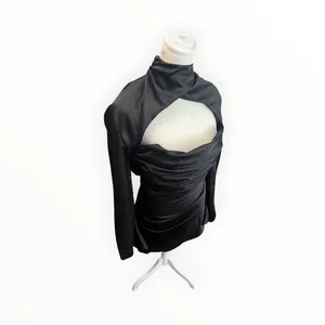 House of CB Toira Black Draped Corset Satin Cutout Mini Dress XS thumbnail 6