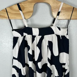 NEW Abel the Label Anthropologie‎ Navy Blue Cream Abstract Maxi Dress Small Boho thumbnail 2