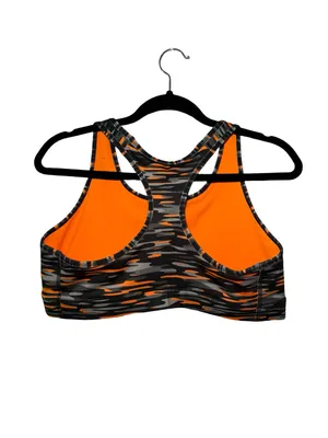 Nike Women's Dri-FIT Sports Bra - Black, Gray, and Orange Camo-Print thumbnail 3