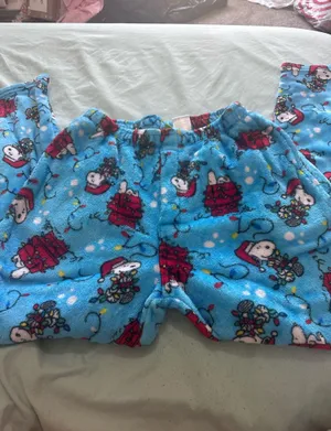 Peanuts CHRISTMAS blue pajama bottoms Size M thumbnail 1