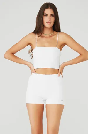 Alo Yoga Goddess Ribbed Bandeau Top White XS NWT SOLD OUT thumbnail 1