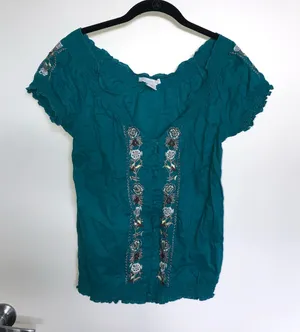 Charlotte Russe 🆕 Floral Turquoise Off the Shoulder Top thumbnail 1