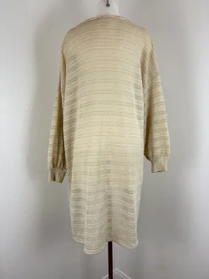 Anthropologie cream longline textured open knit duster cardigan thumbnail 4