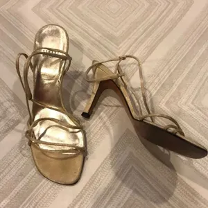 Stuart Weitzman Gold Strap Slingback Formal Heels Size 9 thumbnail 1