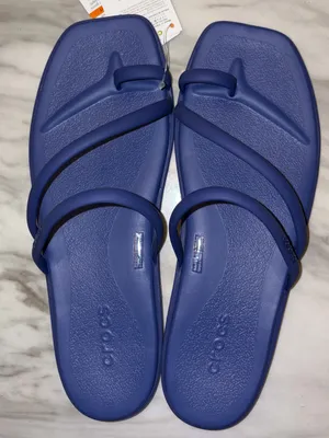 NWT Crocs Miami Toe Loop Strappy Sandals W10 Blue Lightweight Jelly Flat thumbnail 1
