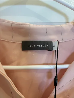NWT Mint Velvet Pink Pinstripe 2 Piece Shirt Pants Set XL thumbnail 2