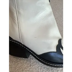 Donald J Pliner Western Ankle Boots Black & Ivory Leather Cowgirl Rodeo Designer thumbnail 11