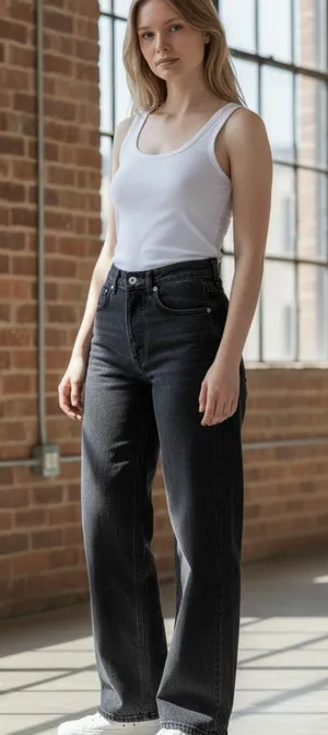Reformation High Rise Wide Leg Jeans Washed Grey Black Size 24 A31 thumbnail 1