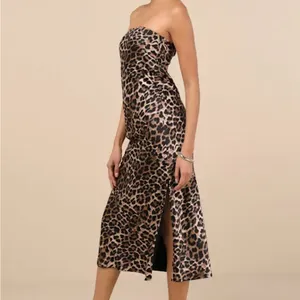 Lulu's Leopard Print Strapless Midi Dress thumbnail 3