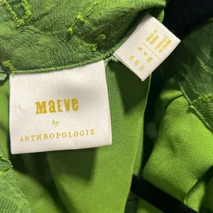 ANTHROPOLOGIE (Maeve) Savannah Peplum Textured Floral Blouse, Green, Size 4 thumbnail 8