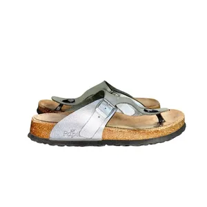 Papillio By Birkenstock Gizeh Metallic Silver Leather Slip-On Thong Sandals 39 thumbnail 2
