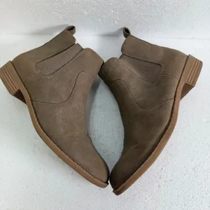 BOC Brown Ankle Booties Women's 8 Side Zip 1" Heel Round Toe thumbnail 6