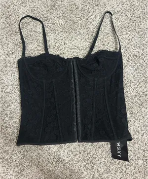 Black Shein Corset Crop Top thumbnail 1