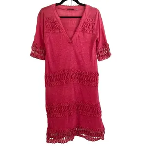 Cullen linen crochet lace trim dress size medium thumbnail 2