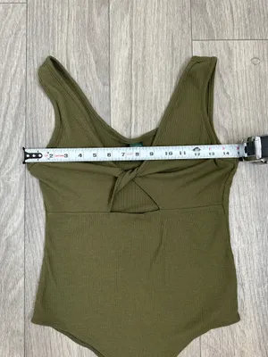 Wild Fable Olive Green Ribbed Cutout Bodysuit Size Small thumbnail 4