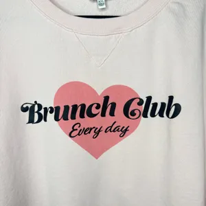Wildfox Brunch Club XXL Pink Sweatshirt Long Sleeve Heart‎ Soft Oversized thumbnail 3