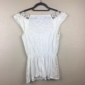 Anthropologie Crochet White Deletta Blouse thumbnail 3