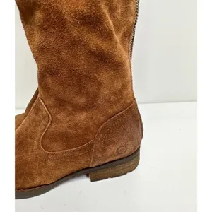 Born Malena‎ Tan Suede Leopard Print Cuff Tall Boots Back Zip 5.5M thumbnail 8