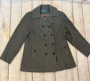 Bromleigh The Classic Peacoat Dark Gray 100% Pure Wool Double Breasted Jacket S thumbnail 1