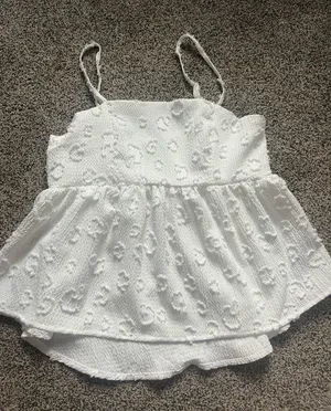 White babydoll peplum top thumbnail 1