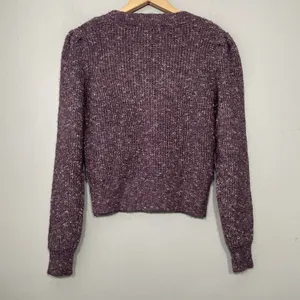 White House | Black Market Purple Cardigan Size Small Chunky Marled Cropped Sweater Knit Wool Blend thumbnail 6