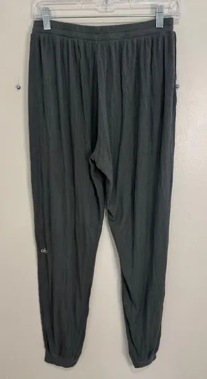 Alo Yoga Super Soft Ribbed Jogger Sweatpants Forest Green Grey Lounge Pants thumbnail 1