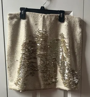 Hummingbird Gold Sequin Mini Skirt Size Large thumbnail 1