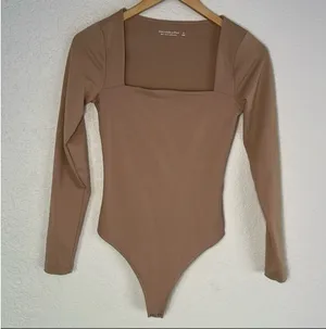 Brown Abercrombie Square Neck Bodysuit thumbnail 1
