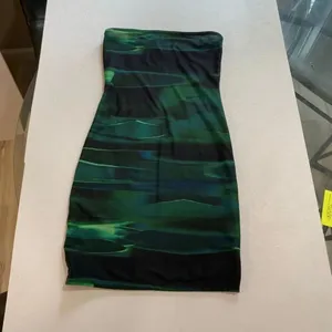 White Fox Strapless Bodycon Mini Dress XS Green Abstract Mesh Tube Party thumbnail 3
