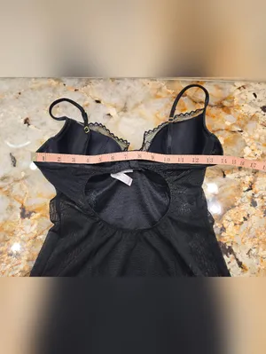 Victoria's Secret Very Sexy Babydoll Mesh Lingerie Chemise Black L thumbnail 6