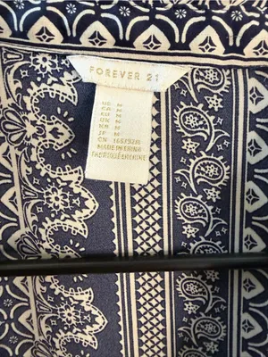 Forever 21 Navy and White Patterned Long-Sleeve Shirt thumbnail 5