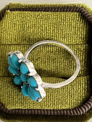 Boho/Chic Blue Turquoise Flower Design Stainless Steel Silver Statement Ring S 9 thumbnail 3