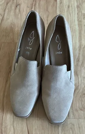 JOIE Wevenly Suede Block Heel Shoe Tan Slip On Chunky Square Toe Loafer size 9.5 thumbnail 1
