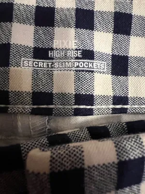 Old Navy High Waisted blue and white check pixie pants thumbnail 3