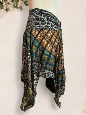 Peaceful People Patchwork Handkerchief Midi Skirt Boho Size M thumbnail 3