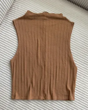 By Together Rust Brown Ribbed Sleeveless Mock Neck Top M thumbnail 1