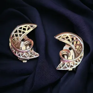 Vintage swirly filigree crescent clip on earrings thumbnail 2