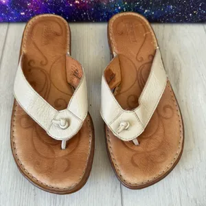 Born Beige Leather Thong Flat Slip On Sandals B86811‎ Women Sz 10 thumbnail 5