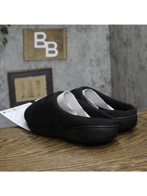 NWT Isotoner Indoor/Outdoor Slip-on Terry Satin Clog Slippers Black XL (9.5-10) thumbnail 5