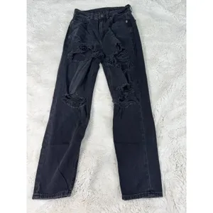 American Eagle Black Distressed Jeans 00 Short Slim Skinny Denim Y2K thumbnail 2