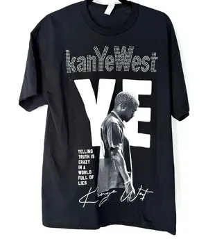 New black Kanye West graphic t-shirt L Rhinestone Concert Tee 2026 LA Unisex thumbnail 1